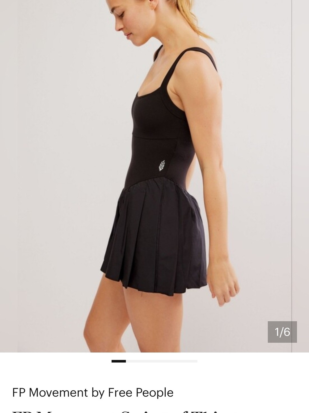 Free People Black Tank Bodysuit with Pleated Mini Skirt